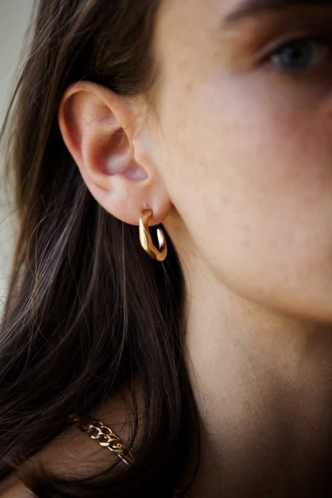 hana kim recycled silver Flow Earring gold plated