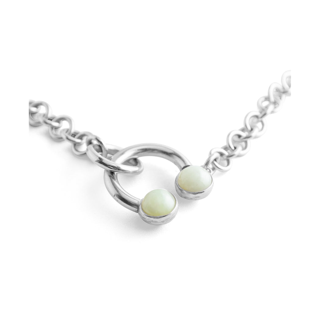 hana kim recycled silver Bubble Collier set with Swiss jade stones