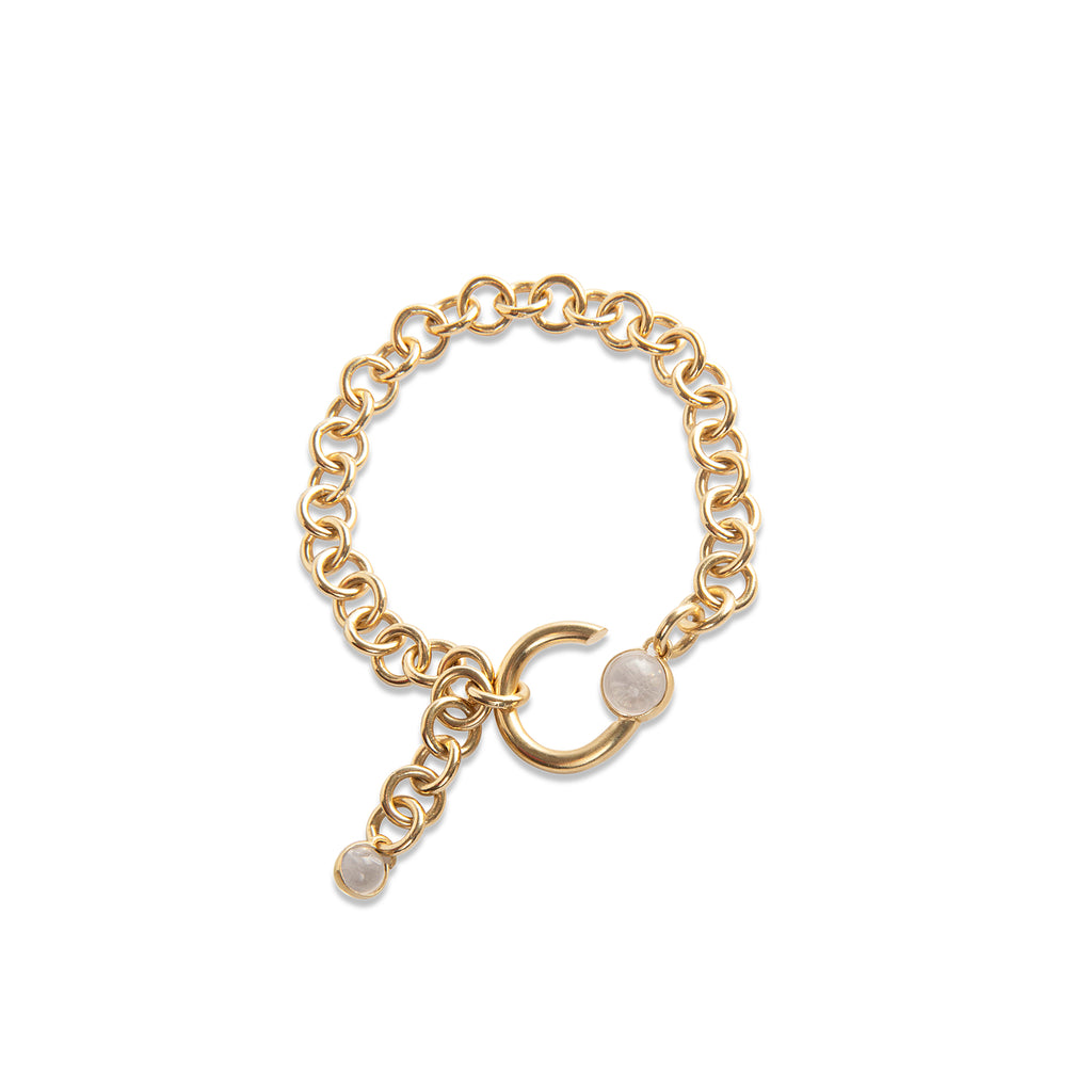 hana kim recycled silver Drop Hook Bracelet gold plated set with Swiss quartz crystals