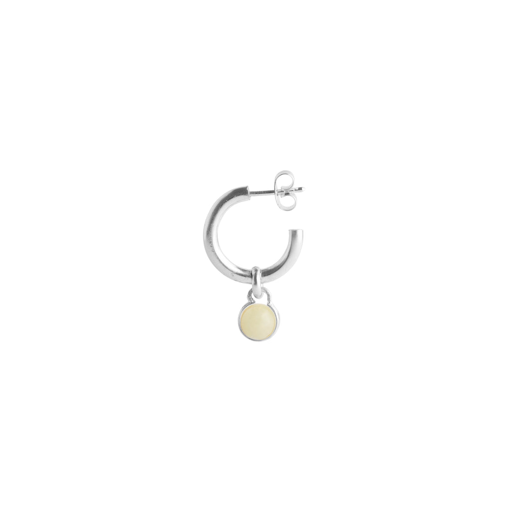 hana kim recycled silver Small Drop Earring set with a Swiss jade stone
