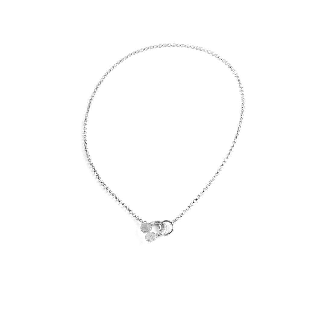 hana kim recycled silver U Drop Necklace set with Swiss quartz crystals