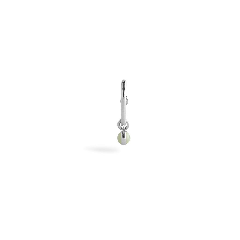 hana kim recycled silver Drop Earhugger set with a Swiss jade stone