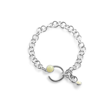 hana kim recycled silver Drop Hook Bracelet set with Swiss jade stones