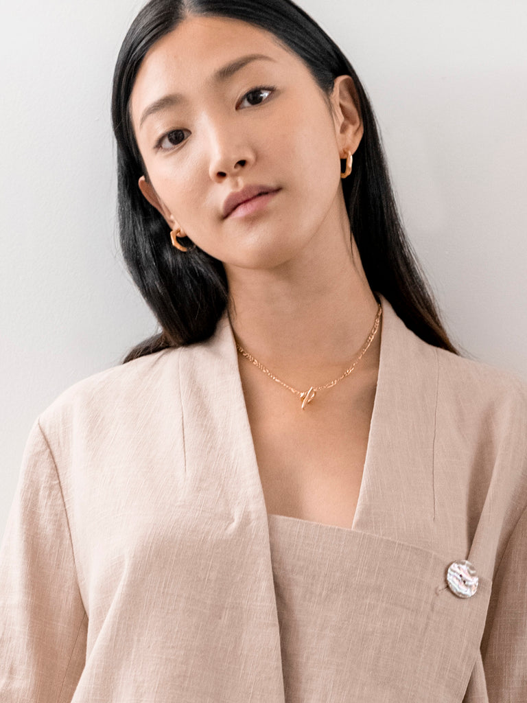 hana kim recycled silver Mesh Necklace gold plated