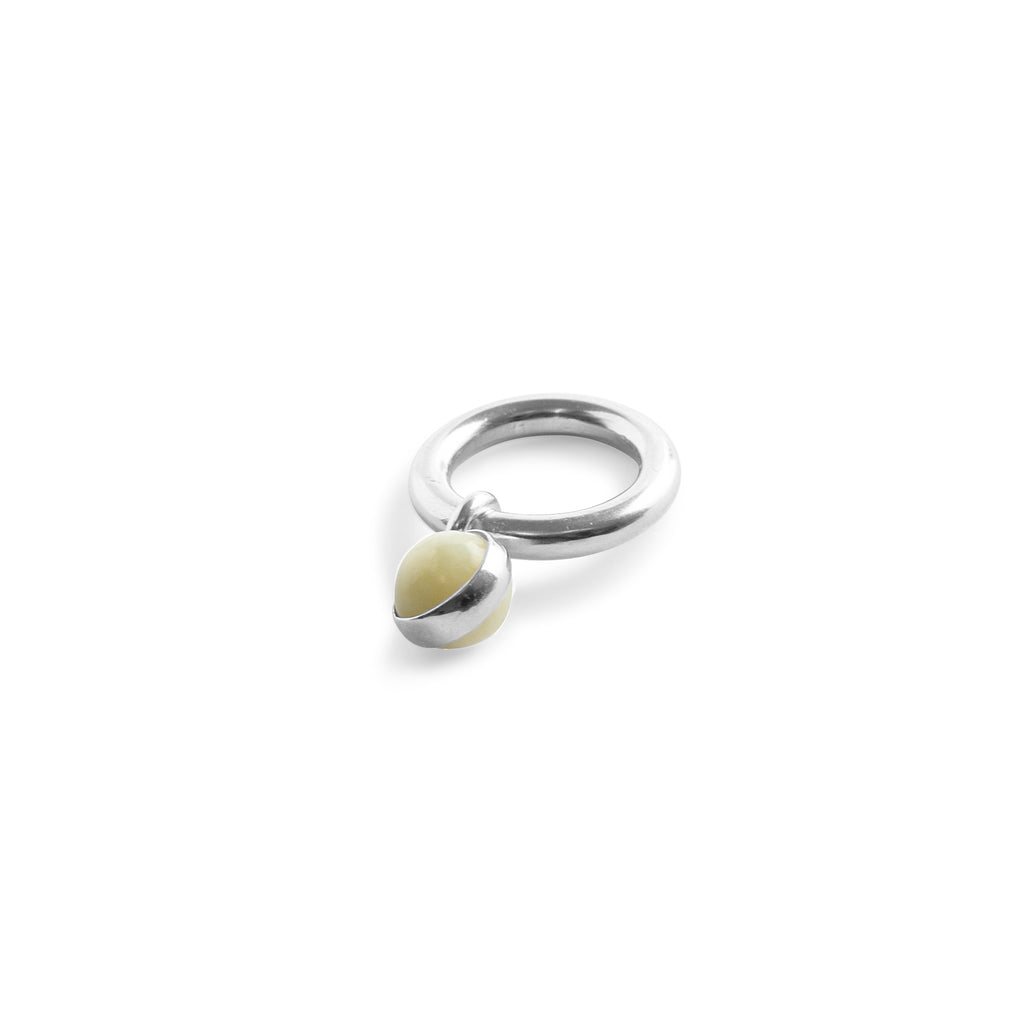 hana kim recycled silver Bold Drop Ring  set with a Swiss jade stone