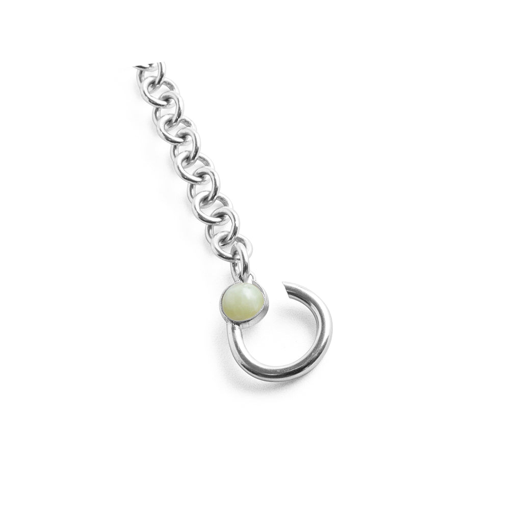 hana kim recycled silver Drop Hook Bracelet set with Swiss jade stones
