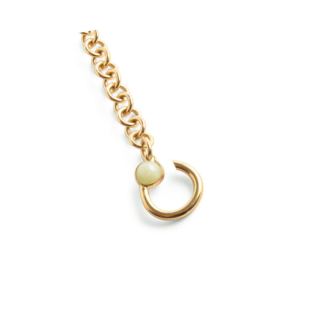 hana kim recycled silver Drop Hook Bracelet gold plated set with Swiss jade stones
