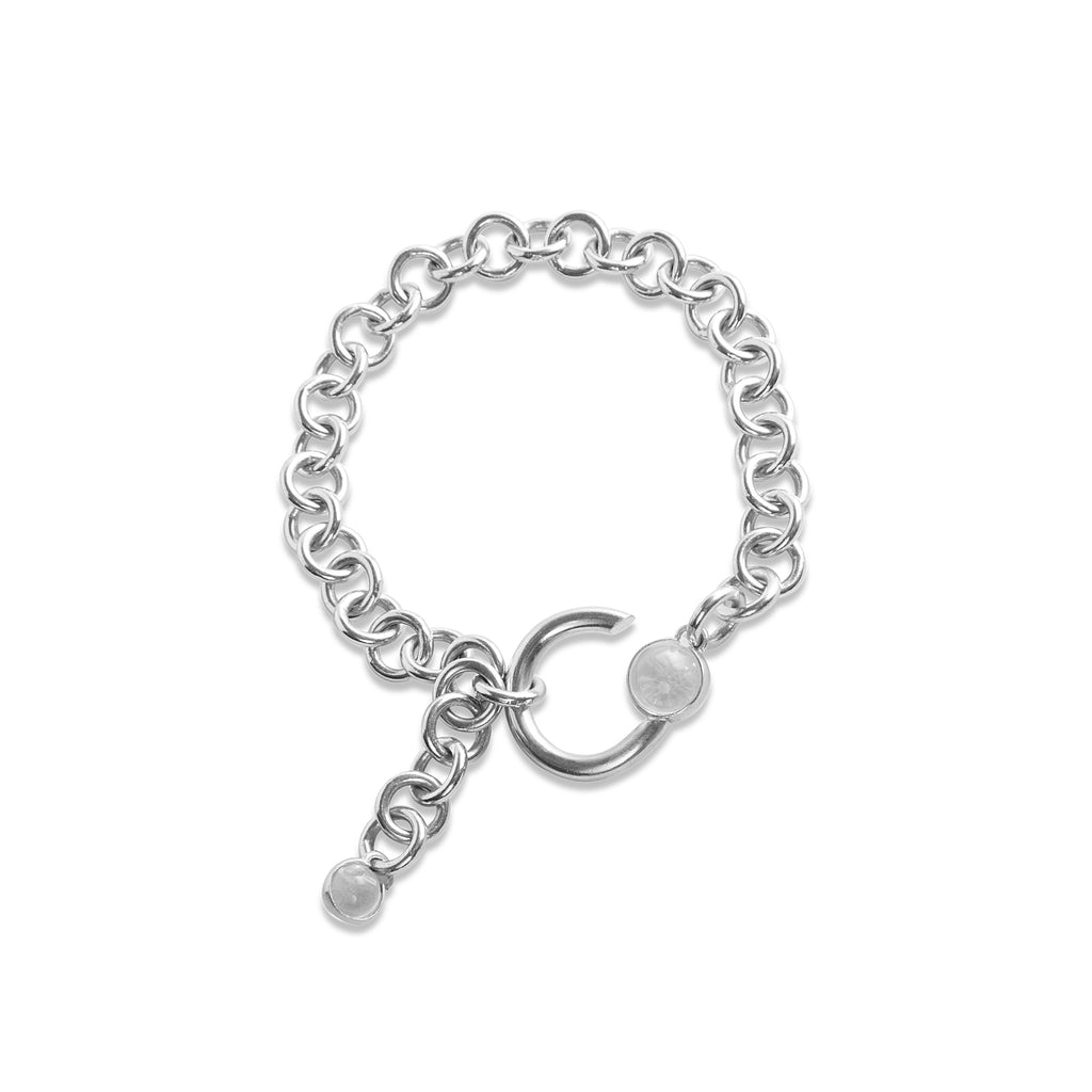 hana kim recycled silver Drop Hook Bracelet set with Swiss quartz crystals
