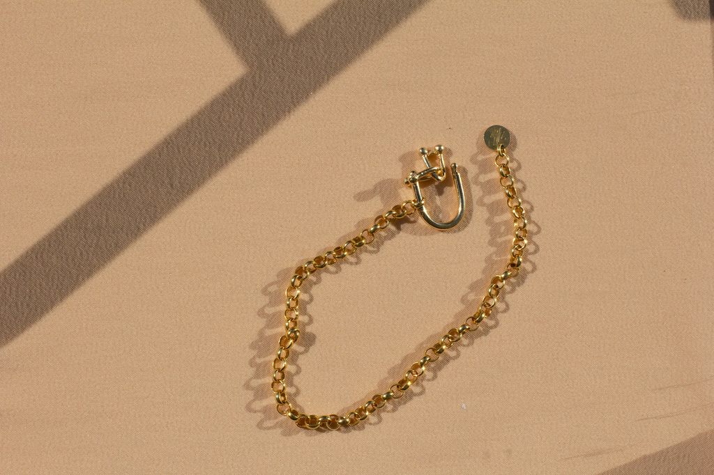 hana kim recycled silver Padlock Bracelet gold plated