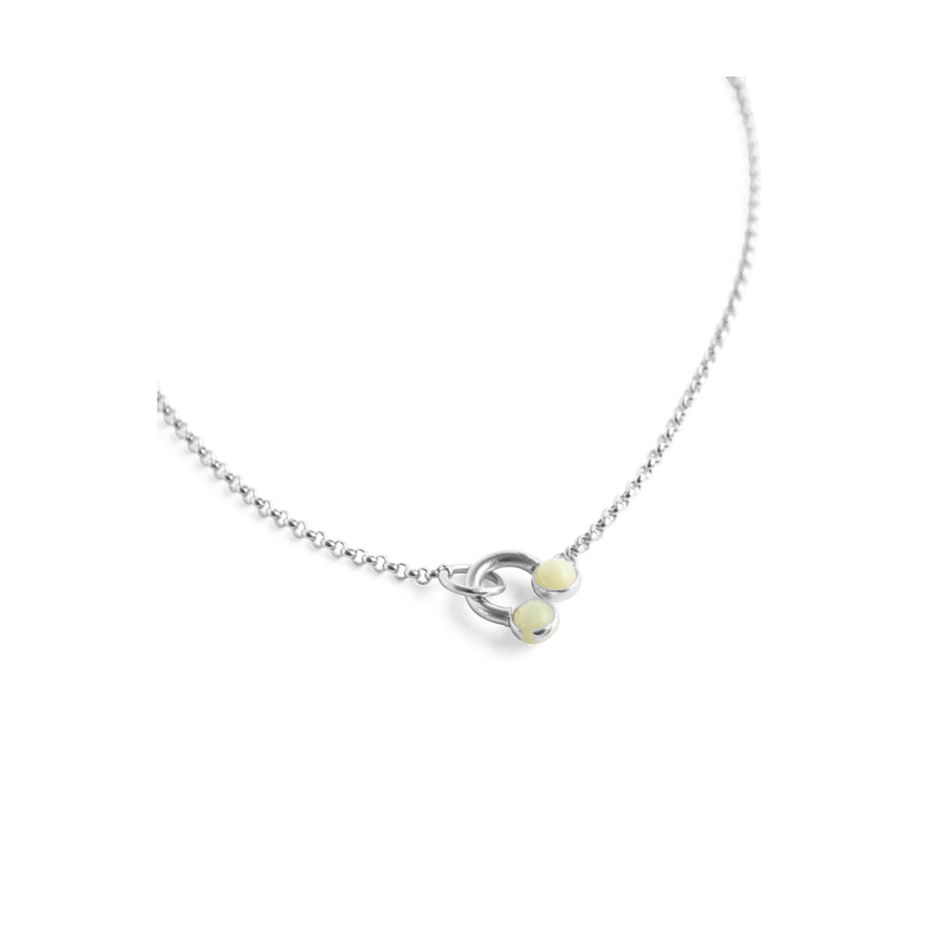 hana kim recycled silver U Drop Necklace set with Swiss jade stones