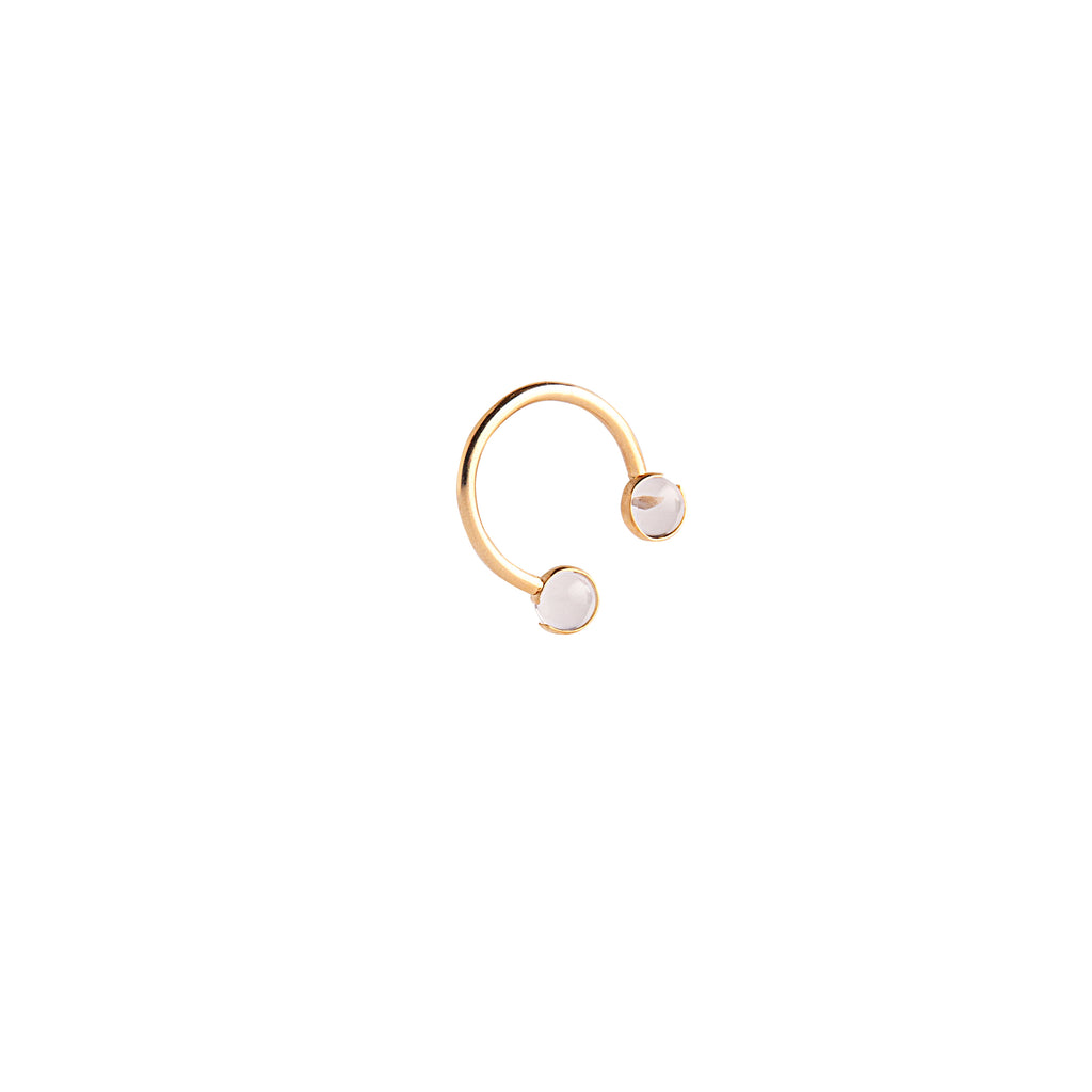 hana kim recycled silver U Drop Ring gold plated set with Swiss quartz crystals